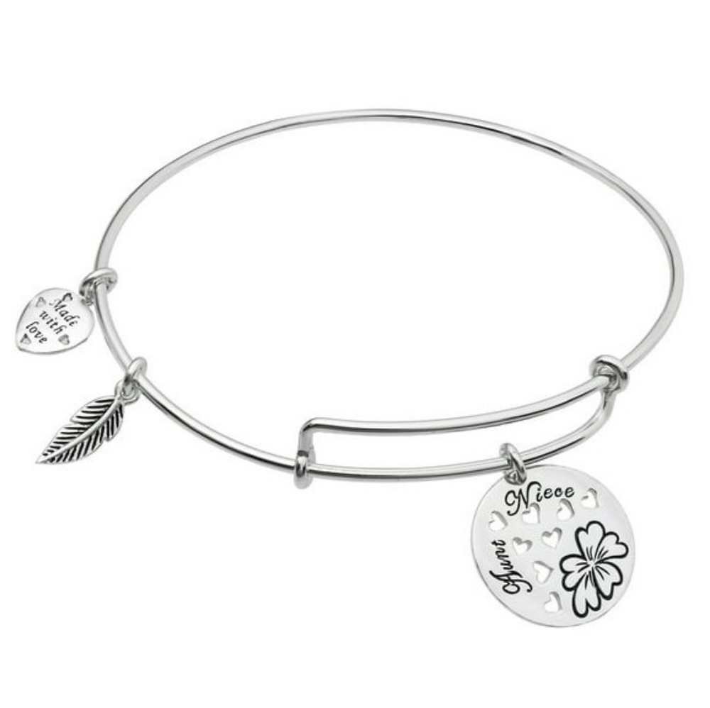 Qina C aunt and niece sterling silver dangle charm expandable bangle bracelet
